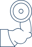 Icon of a barbell and clipboard representing strong organizational culture.
