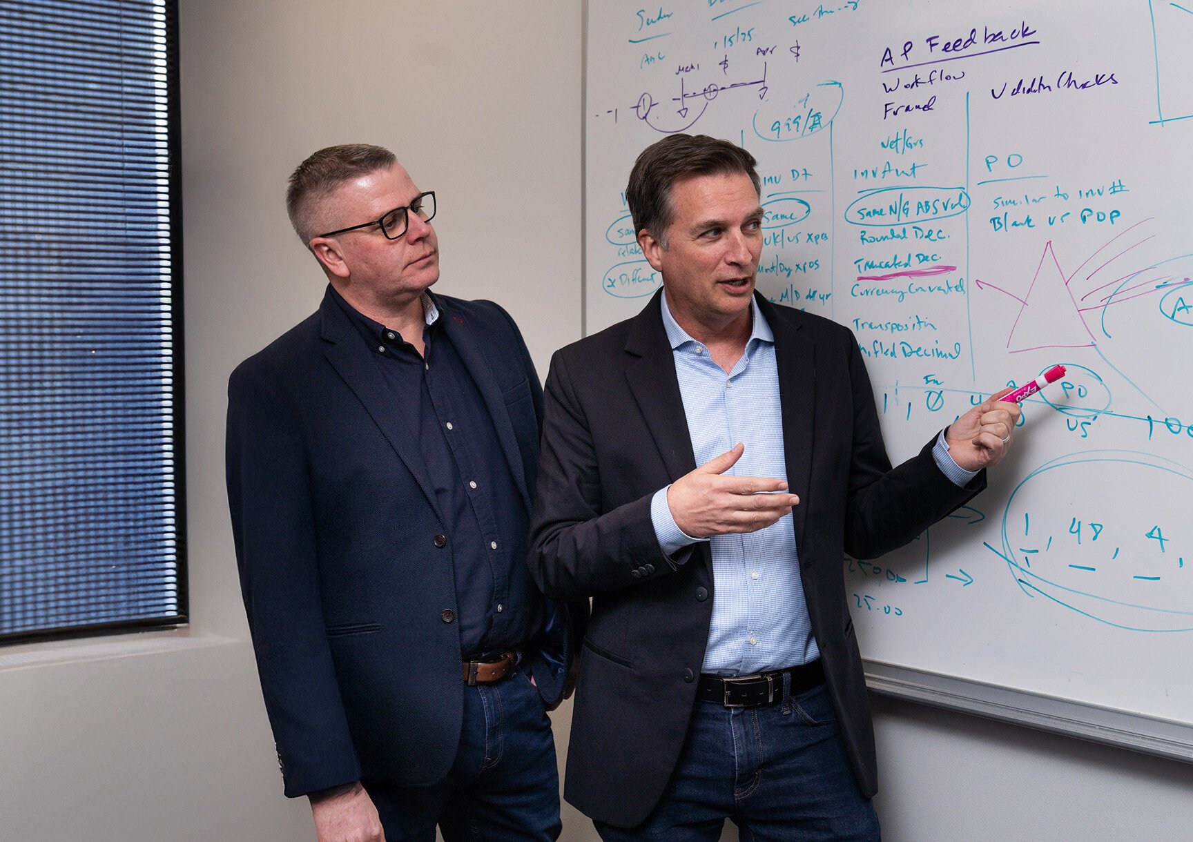 FlexTrap employees collaborating during a product roadmap discussion.